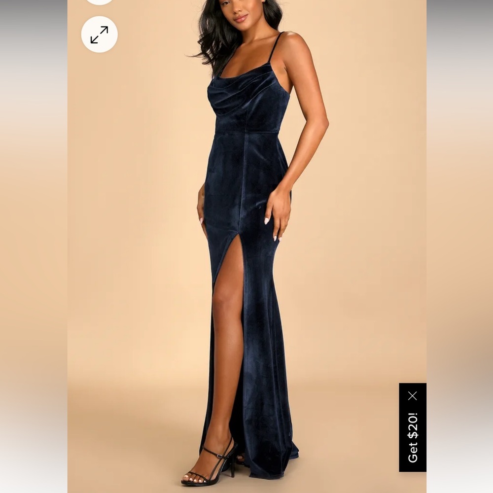 NWT Lulus Blue Velvet Gown